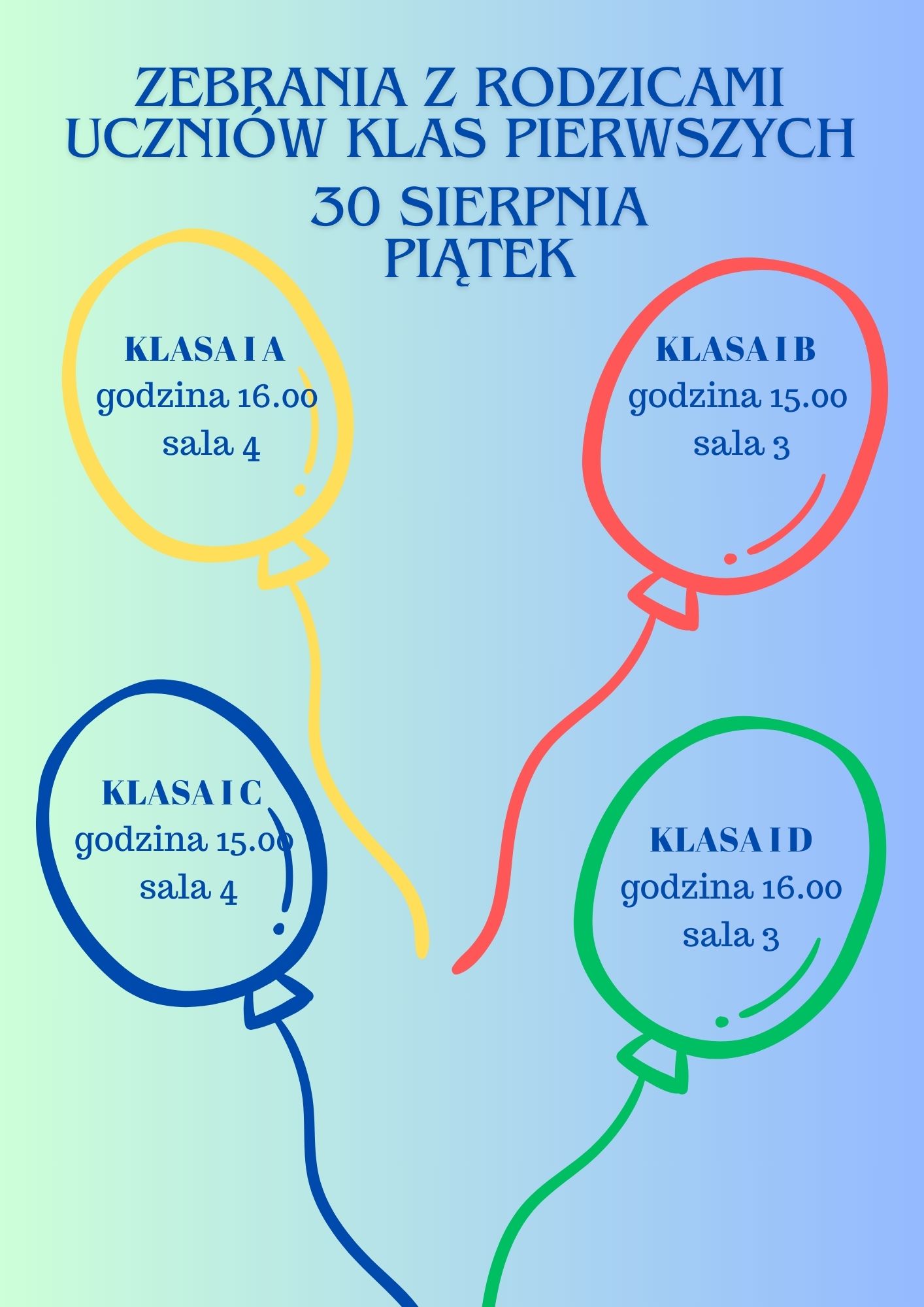 Zebrania z rodzicami uczniów klas I